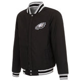 Philadelphia Eagles Two-Tone Reversible Fleece Jacket - Gray/Black - J.H. Sports Jackets