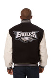 Philadelphia Eagles Two-Tone Wool and Leather Jacket - Black/Cream - J.H. Sports Jackets