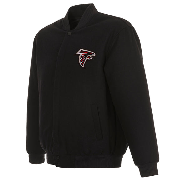 Atlanta Falcons Reversible Wool Jacket - Black - J.H. Sports Jackets