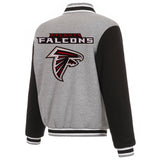 Atlanta Falcons Two-Tone Reversible Fleece Jacket - Gray/Black - J.H. Sports Jackets