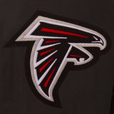 Atlanta Falcons Wool & Leather Reversible Jacket w/ Embroidered Logos - Black - J.H. Sports Jackets