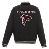Atlanta Falcons Poly Twill Varsity Jacket - Black - JH Design