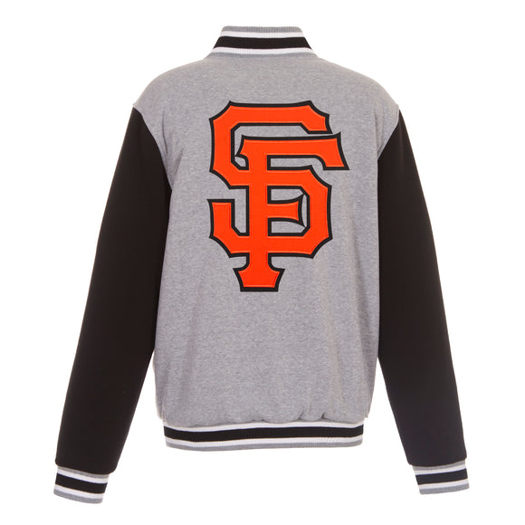 San Francisco Giants Two-Tone Reversible Fleece Jacket - Gray/Black - J.H. Sports Jackets