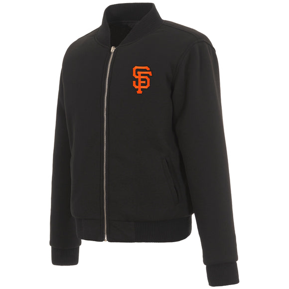 San Francisco Giants JH Design Reversible Women Fleece Jacket - Black - JH Design