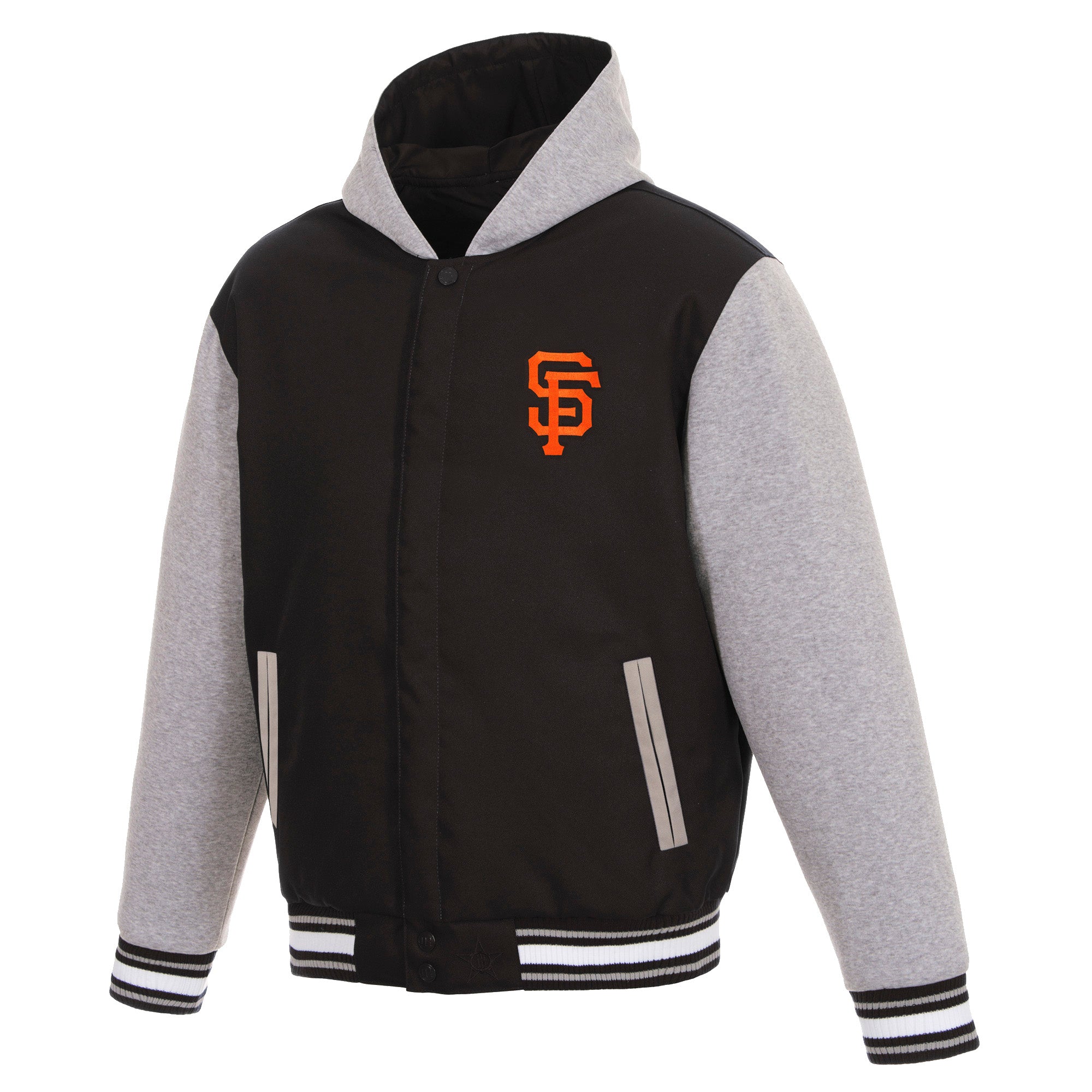 San Francisco Giants Two-Tone Reversible Fleece Hooded Jacket - Black/Grey 3X-Large