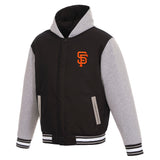 San Francisco Giants Two-Tone Reversible Fleece Hooded Jacket - Black/Grey - JH Design