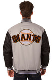 San Francisco Giants Poly Twill Varsity Jacket - Gray/Black - JH Design