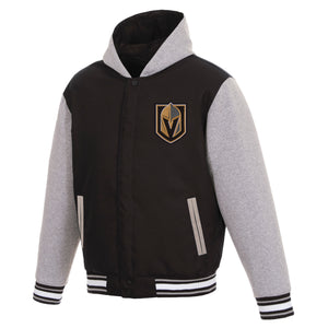 Vegas Golden Knights Two-Tone Reversible Fleece Hooded Jacket - Black/Grey - JH Design