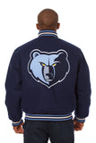 Memphis Grizzlies Embroidered Wool Jacket - Navy - JH Design