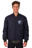 Memphis Grizzlies Wool & Leather Reversible Jacket w/ Embroidered Logos - Charcoal/Navy - J.H. Sports Jackets