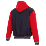 Cleveland Guardians Two-Tone Reversible Fleece Hooded Jacket - Navy/Red - J.H. Sports Jackets