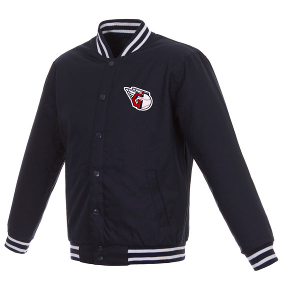 Cleveland Guardians Poly Twill Varsity Jacket - Navy - J.H. Sports Jackets