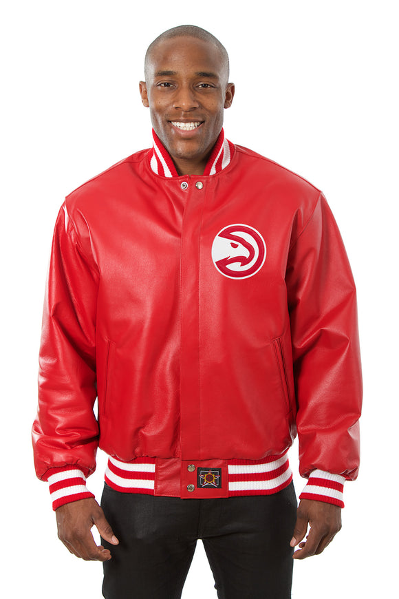 Atlanta Hawks Full Leather Jacket - Red - JH Design
