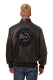 Atlanta Hawks Full Leather Jacket - Black/Black - JH Design