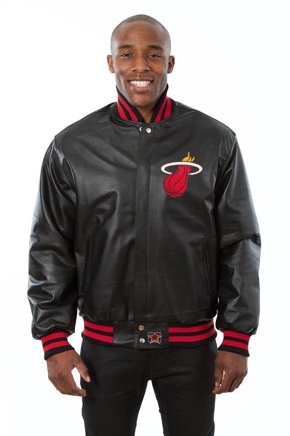 Miami Heat Full Leather Jacket - Black - JH Design