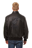 Miami Heat Full Leather Jacket - Black/Black - JH Design
