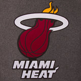 Miami Heat Wool & Leather Reversible Jacket w/ Embroidered Logos - Charcoal/Black - J.H. Sports Jackets