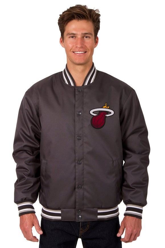 Miami Heat Poly Twill Varsity Jacket - Charcoal - JH Design