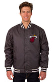 Miami Heat Poly Twill Varsity Jacket - Charcoal - JH Design