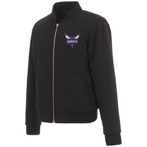 Charlotte Hornets JH Design Reversible Women Fleece Jacket - Black - JH Design