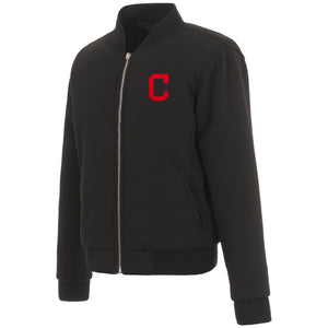 Cleveland Indians JH Design Reversible Women Fleece Jacket - Black - JH Design