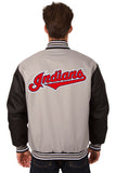 Cleveland Indians Poly Twill Varsity Jacket - Gray/Black - JH Design