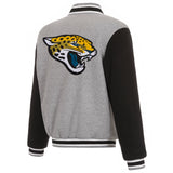 Jacksonville Jaguars Two-Tone Reversible Fleece Jacket - Gray/Black - J.H. Sports Jackets