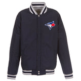 Toronto Blue Jays Two-Tone Reversible Fleece Jacket - Gray/Navy - JH Design