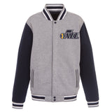 Utah Jazz Two-Tone Reversible Fleece Jacket - Gray/Navy - JH Design