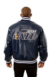Utah Jazz Full Leather Jacket - Navy - JH Design