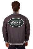 New York Jets Poly Twill Varsity Jacket - Charcoal - JH Design