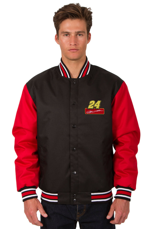 Jeff Gordon Poly Twill Varsity Jacket - Black/Red - JH Design