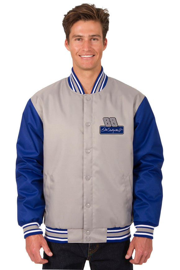 Dale Earnhardt Jr. Poly Twill Varsity Jacket - Gray/Royal - JH Design