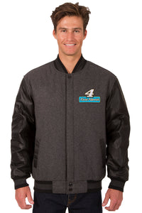 Kevin Harvick Wool & Leather Varsity Jacket - Charcoal/Black - JH Design