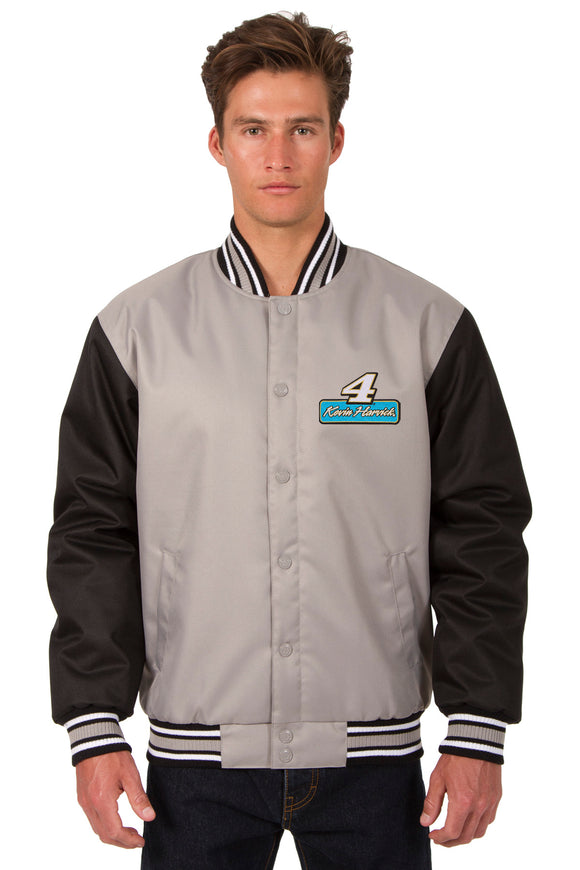 Kevin Harvick Jr. Poly Twill Varsity Jacket - Gray/Black - JH Design