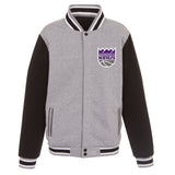 Sacramento Kings Two-Tone Reversible Fleece Jacket - Gray/Black - JH Design