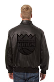 Sacramento Kings Full Leather Jacket - Black/Black - JH Design