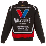 2022 Kyle Larson JH Design Black/Red Valvoline Twill Uniform Full-Snap Jacket - J.H. Sports Jackets