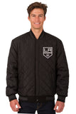 Los Angeles Kings Wool & Leather Reversible Jacket w/ Embroidered Logos - Charcoal/Black - J.H. Sports Jackets