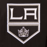 Los Angeles Kings Wool & Leather Reversible Jacket w/ Embroidered Logos - Black - J.H. Sports Jackets