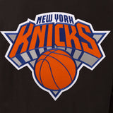 New York Knicks Wool & Leather Reversible Jacket w/ Embroidered Logos - Black - J.H. Sports Jackets