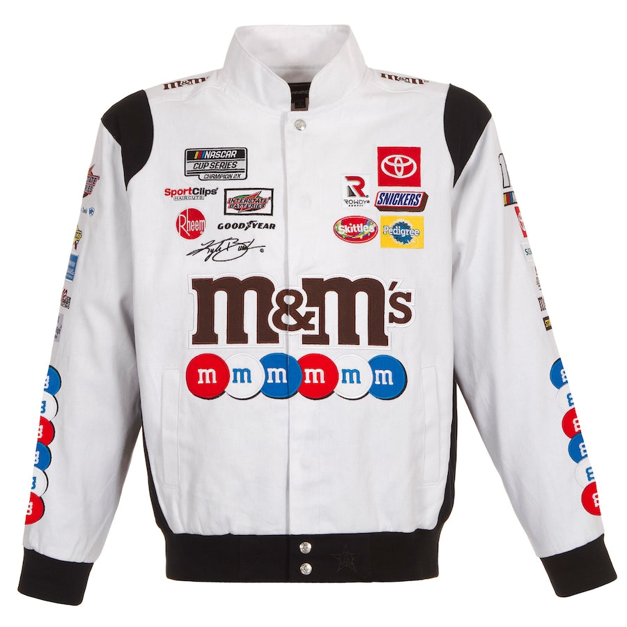 Authentic Kyle Busch M&Ms Full-Snap Twill Uniform Jacket - White