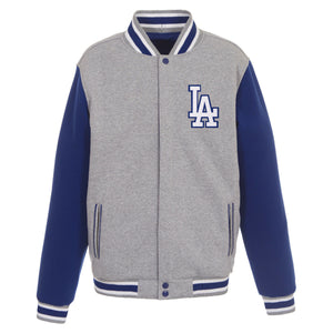 Los Angeles Dodgers Two-Tone Reversible Fleece Jacket - Gray/Royal