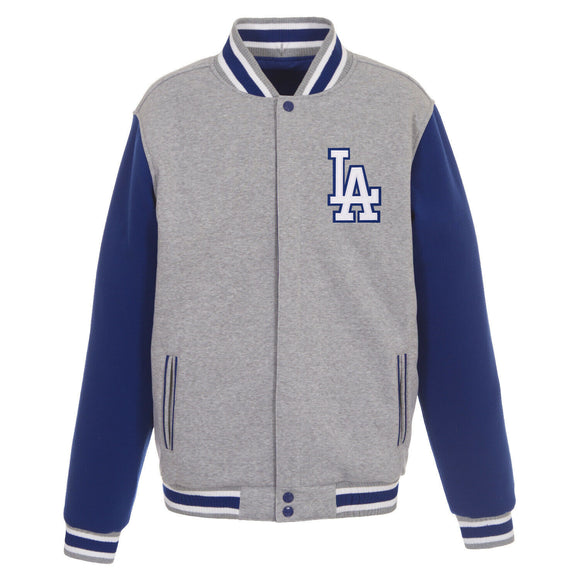 Los Angeles Dodgers Two-Tone Reversible Fleece Jacket - Gray/Royal - JH Design