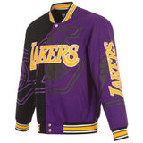 Los Angeles Lakers Cotton Twill Embroidered Jacket Black-Purple - J.H. Sports Jackets