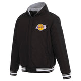 Los Angeles Lakers Two-Tone Reversible Fleece Hooded Jacket - Black/Grey - JH Design