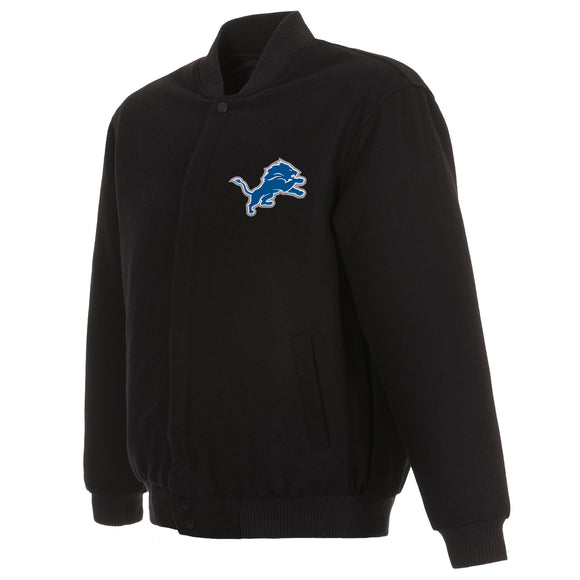 Detroit Lions Reversible Wool Jacket - Black - J.H. Sports Jackets