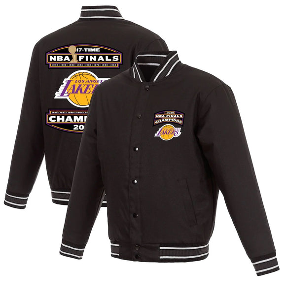 Los Angeles Lakers JH Design 17-Time NBA Finals Champions Poly-Twill Full Snap Jacket - Black - JH Design