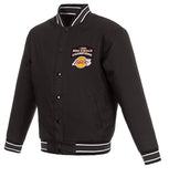 Los Angeles Lakers JH Design 17-Time NBA Finals Champions Poly-Twill Full Snap Jacket - Black - JH Design