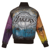 Los Angeles Lakers JH Design Hand-Painted Leather Jacket - Black - JH Design